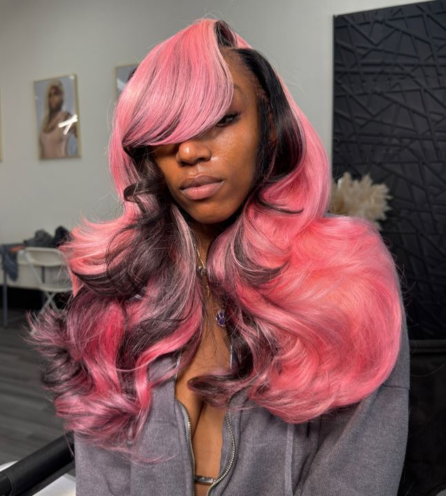 Side view of pink and black fusion install